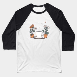 Cup of Coffee And Flowers Baseball T-Shirt